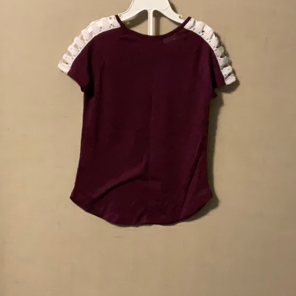 Beautees Burgundy Love Tee with Lace Sleeves - Picture 7 of 10
